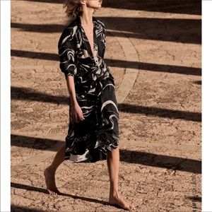 Zara Black and White Swirl Midi Dress